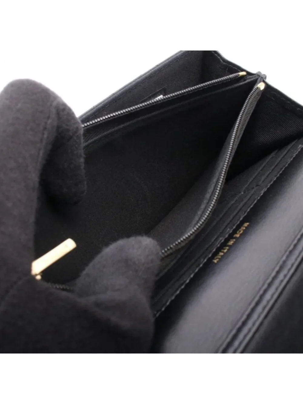 Chanel Shoulder Bag Quilted Chain Wallet Black Lambskin